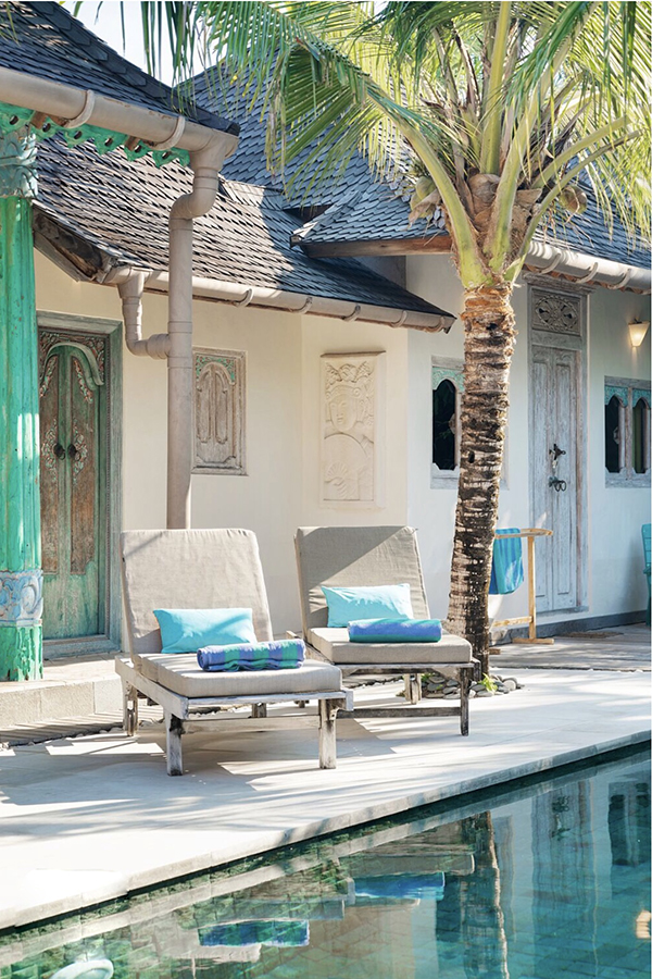 Arise from a radiant canopy bed and walk out into the relaxing poolside oasis to refill your glass.